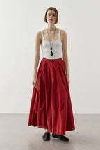 Red Panel Flare Skirt