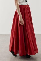 Red Panel Flare Skirt