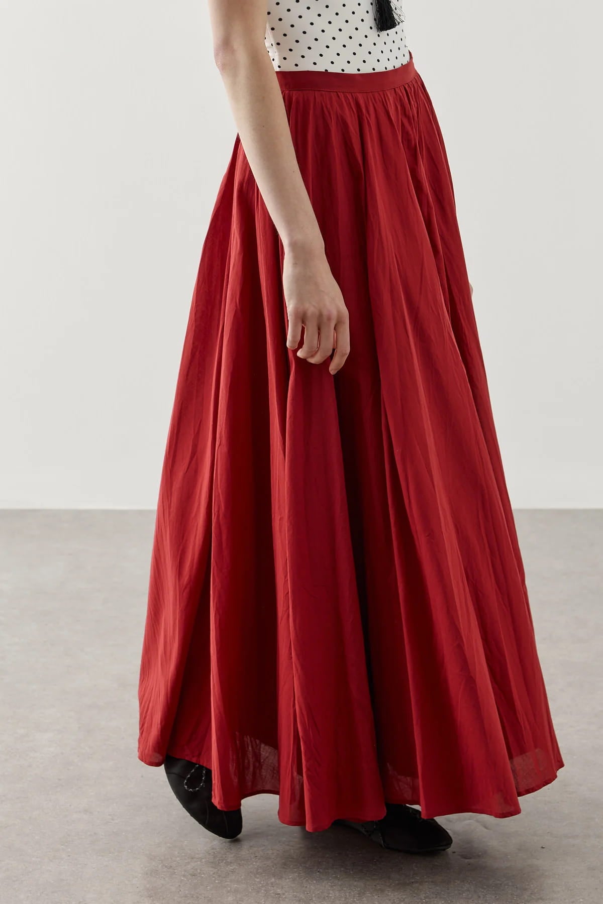 Red Panel Flare Skirt