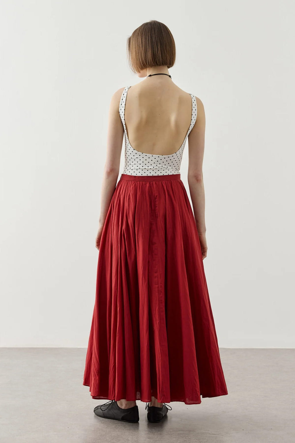 Red Panel Flare Skirt
