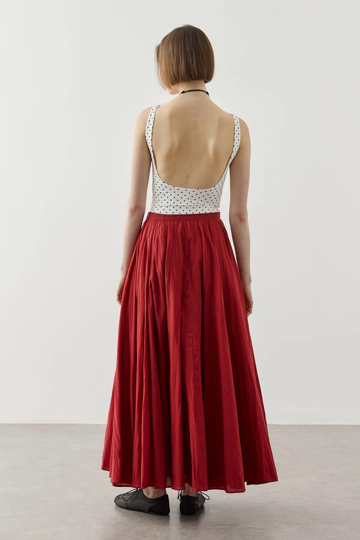 Red Panel Flare Skirt