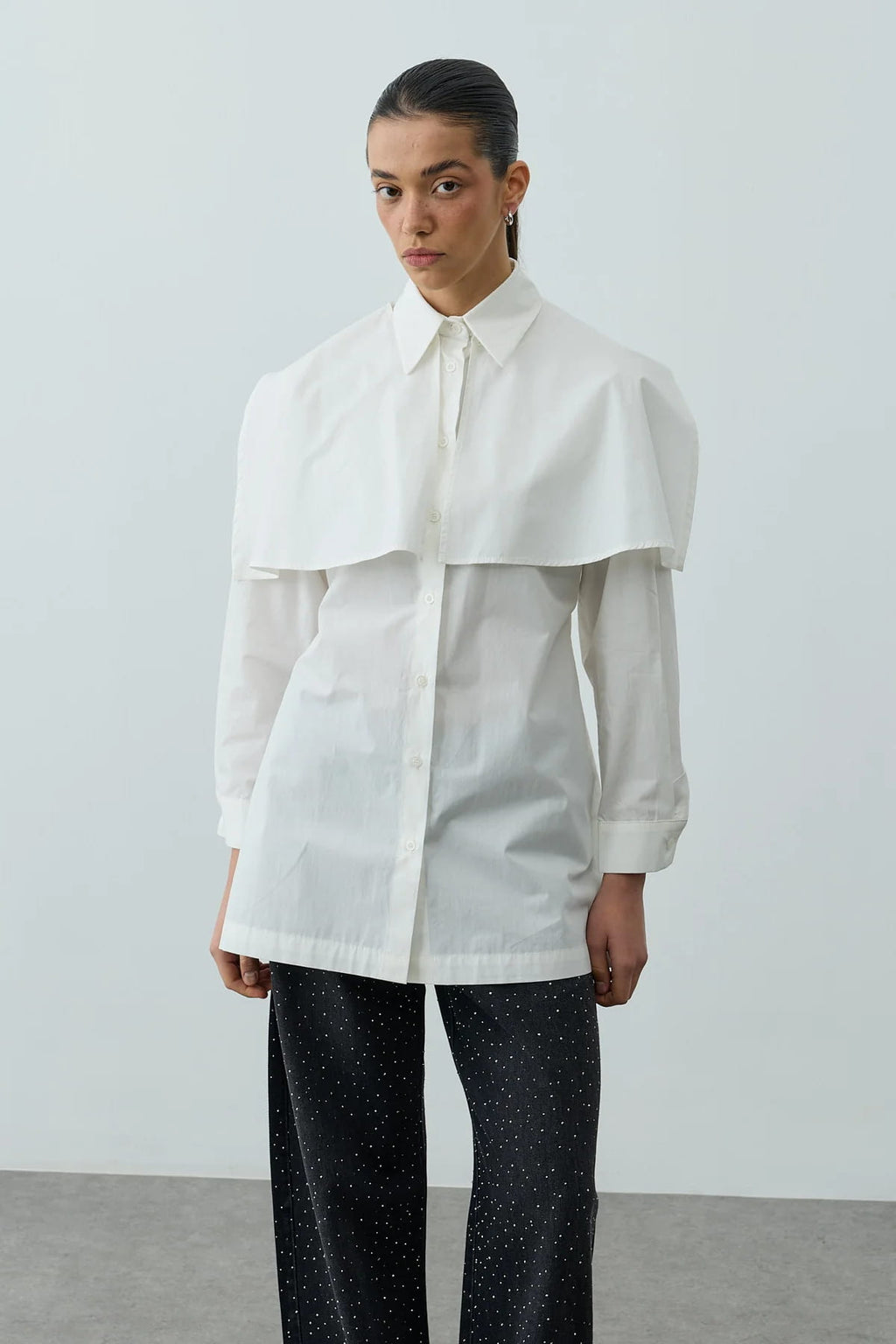White Cape Pleated Shirt