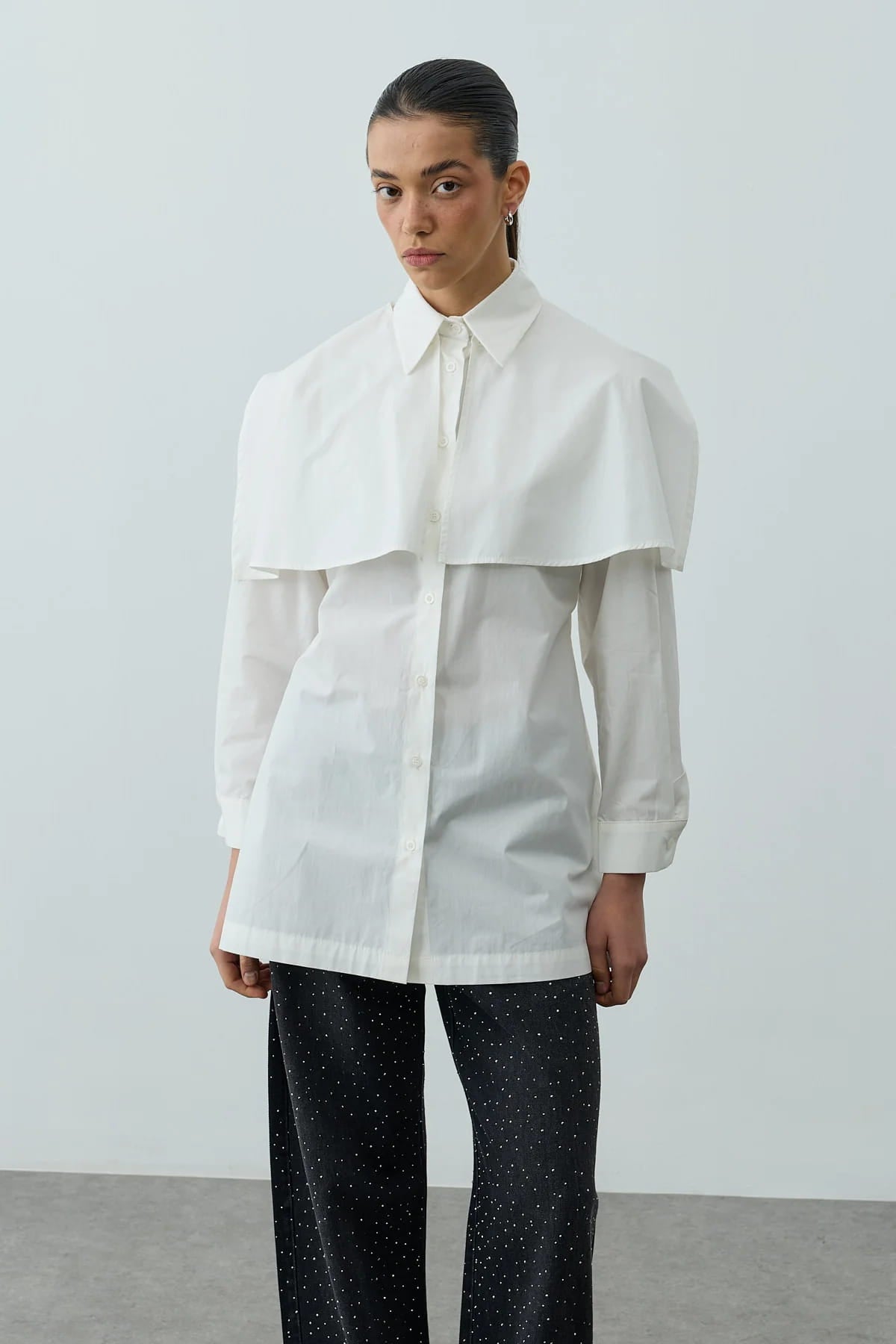 White Cape Pleated Shirt