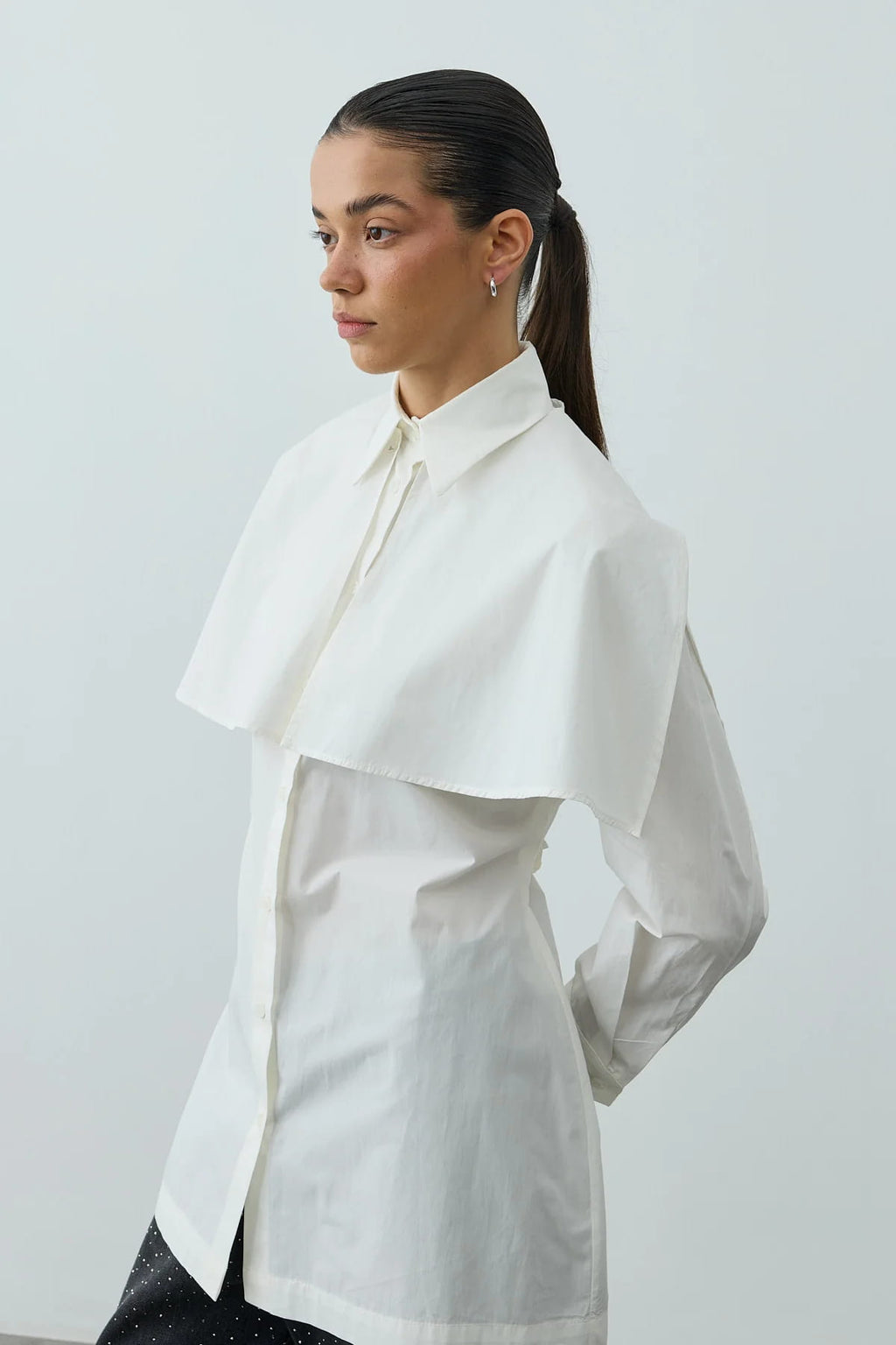 White Cape Pleated Shirt