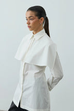 White Cape Pleated Shirt