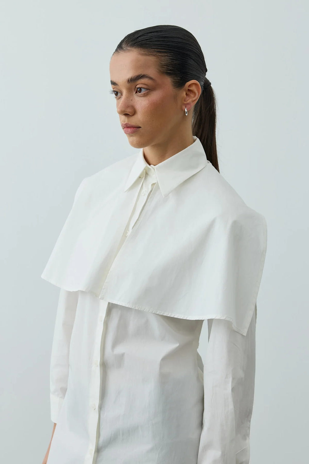 White Cape Pleated Shirt