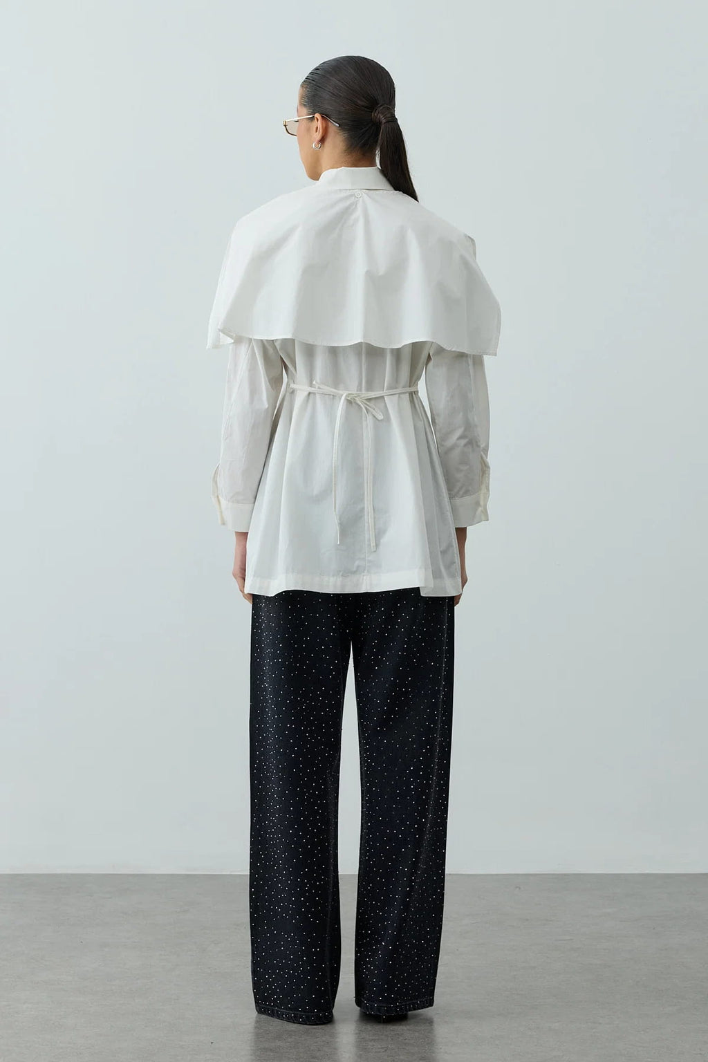 White Cape Pleated Shirt