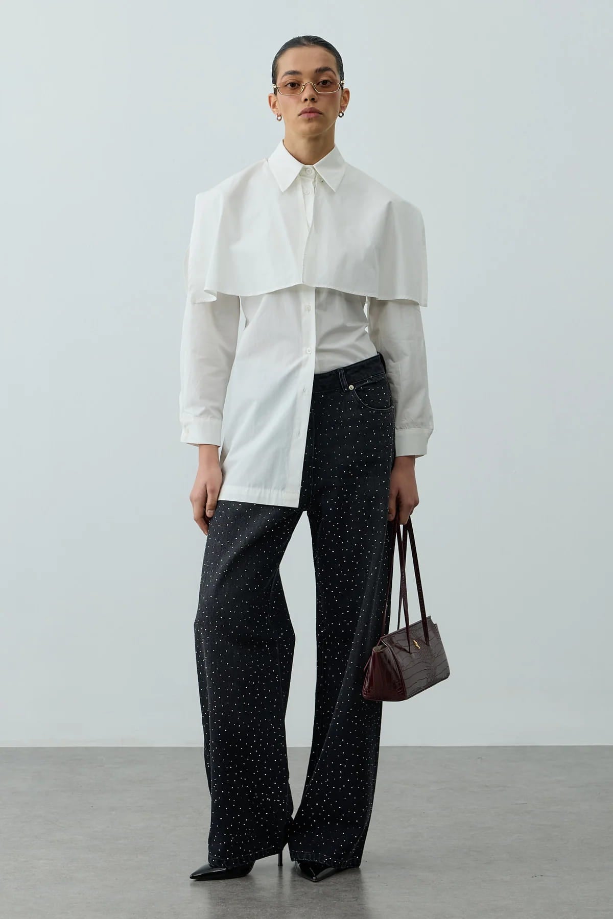 White Cape Pleated Shirt