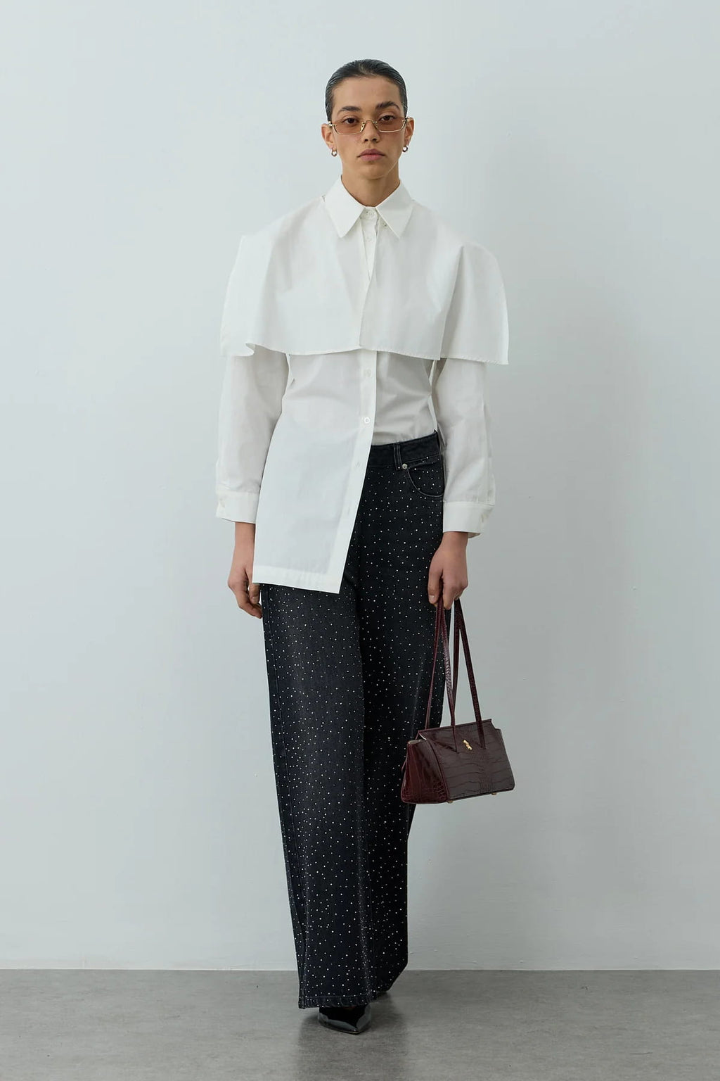 White Cape Pleated Shirt