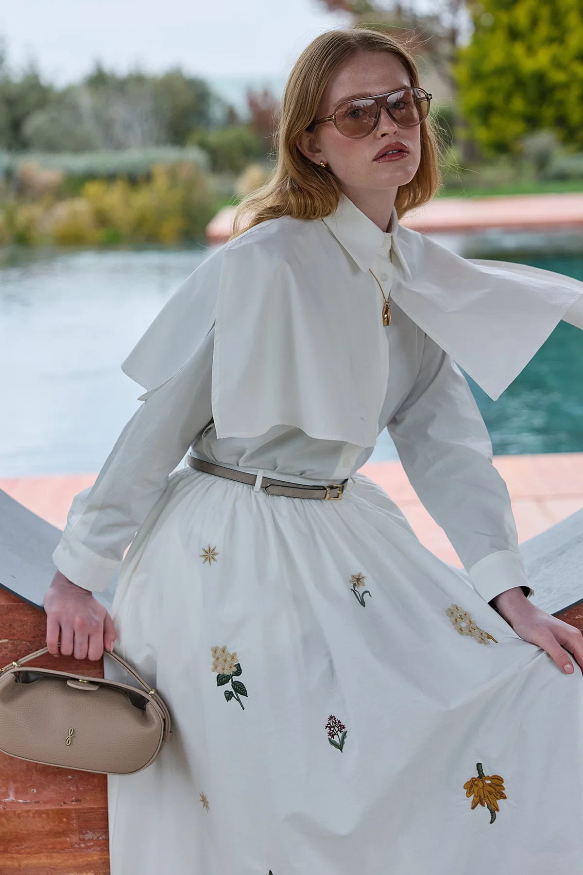 White Cape Pleated Shirt