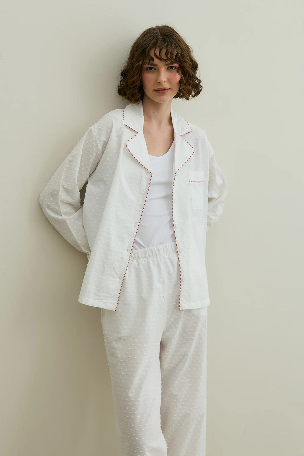 Ecru Pom Pom Pijama Suit