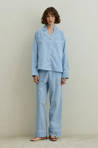 Blue Gingham Pijama Suit
