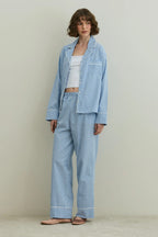 Blue Gingham Pijama Suit