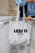 Printed gusseted canvas bag ecru