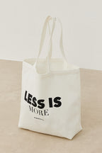 Printed gusseted canvas bag ecru