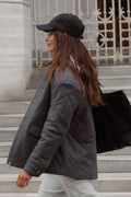 Anthracite wool blend quilted coat