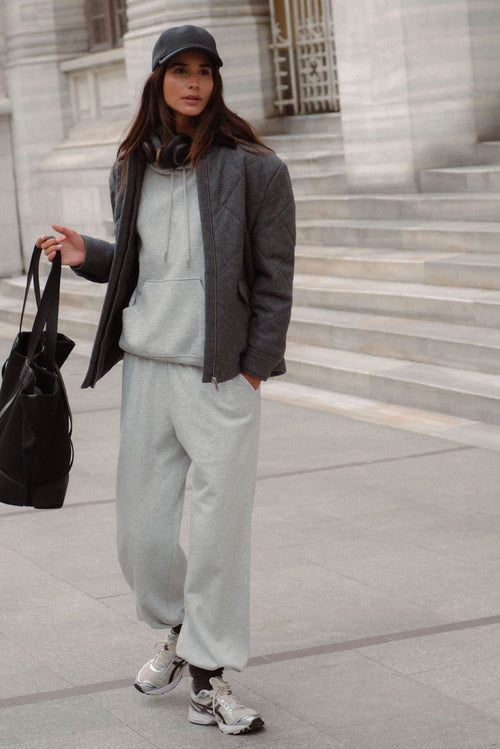 Anthracite wool blend quilted coat