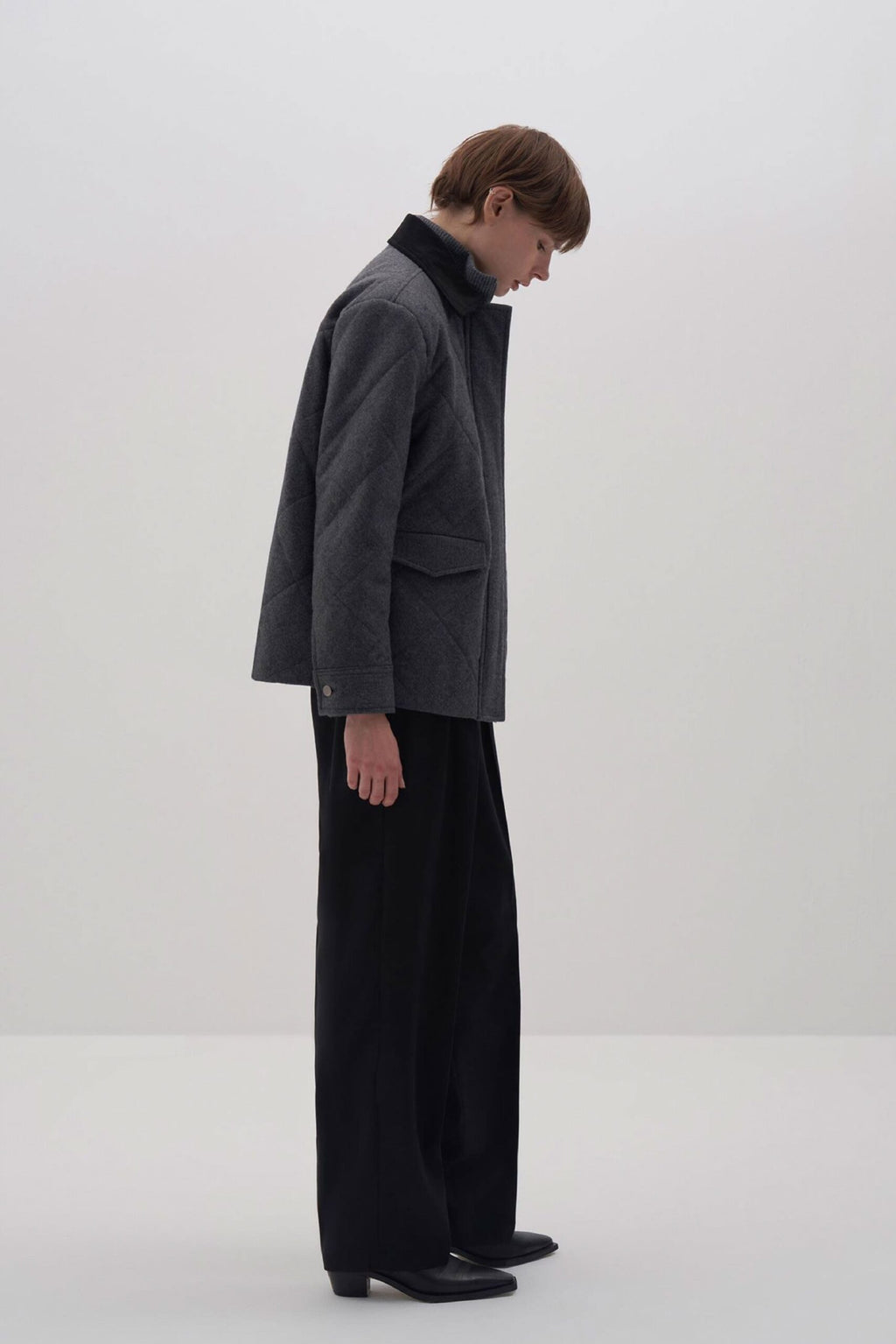Anthracite wool blend quilted coat