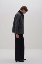 Anthracite wool blend quilted coat