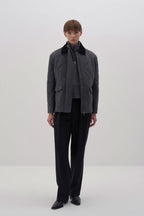 Anthracite wool blend quilted coat
