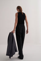 Black straight fit trousers