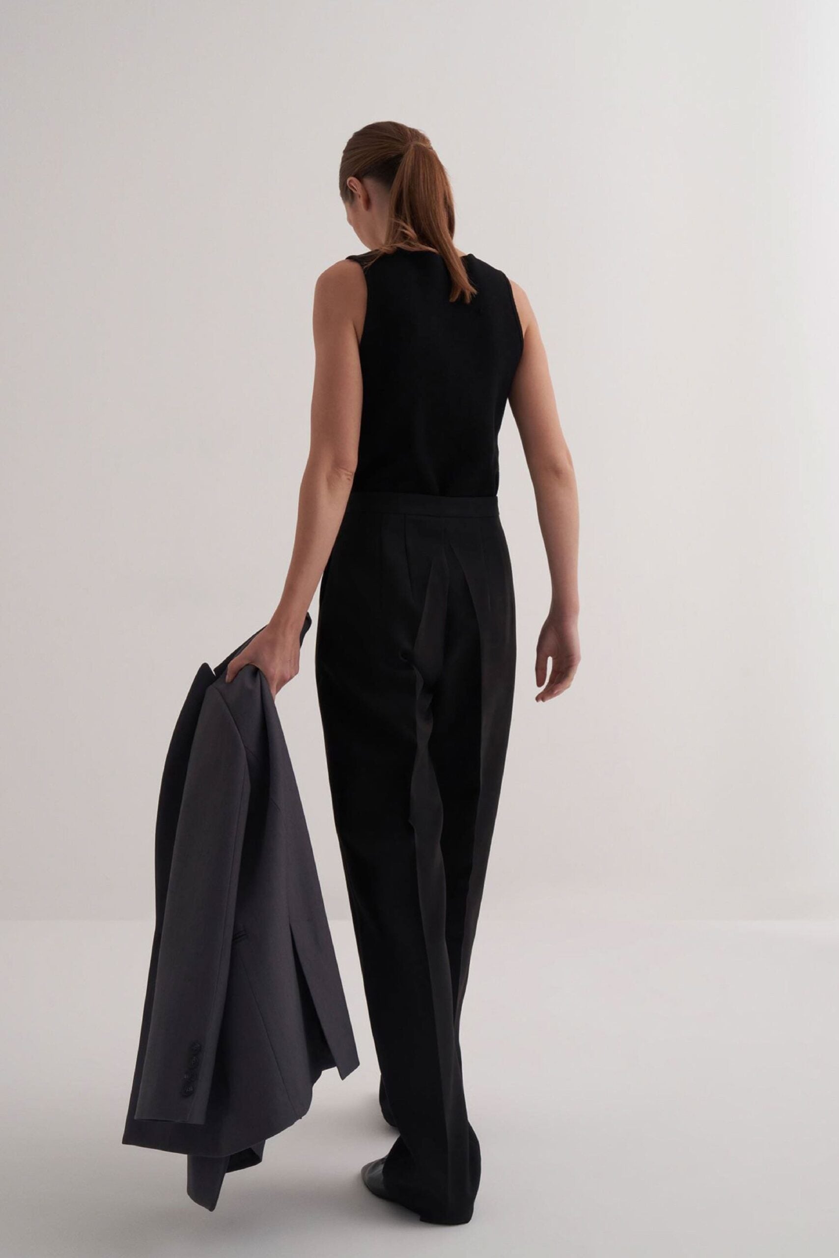 Black straight fit trousers