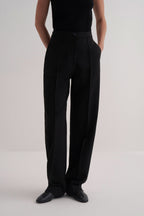 Black straight fit trousers