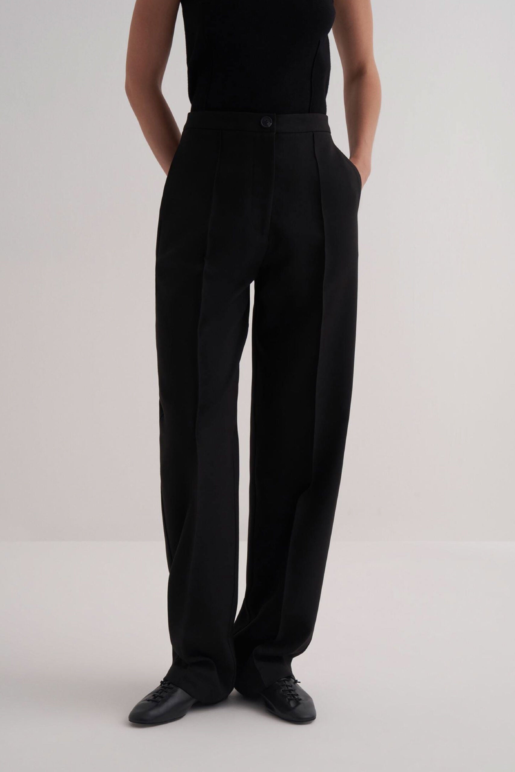 Black straight fit trousers