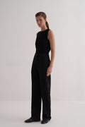 Black straight fit trousers