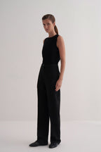 Black straight fit trousers