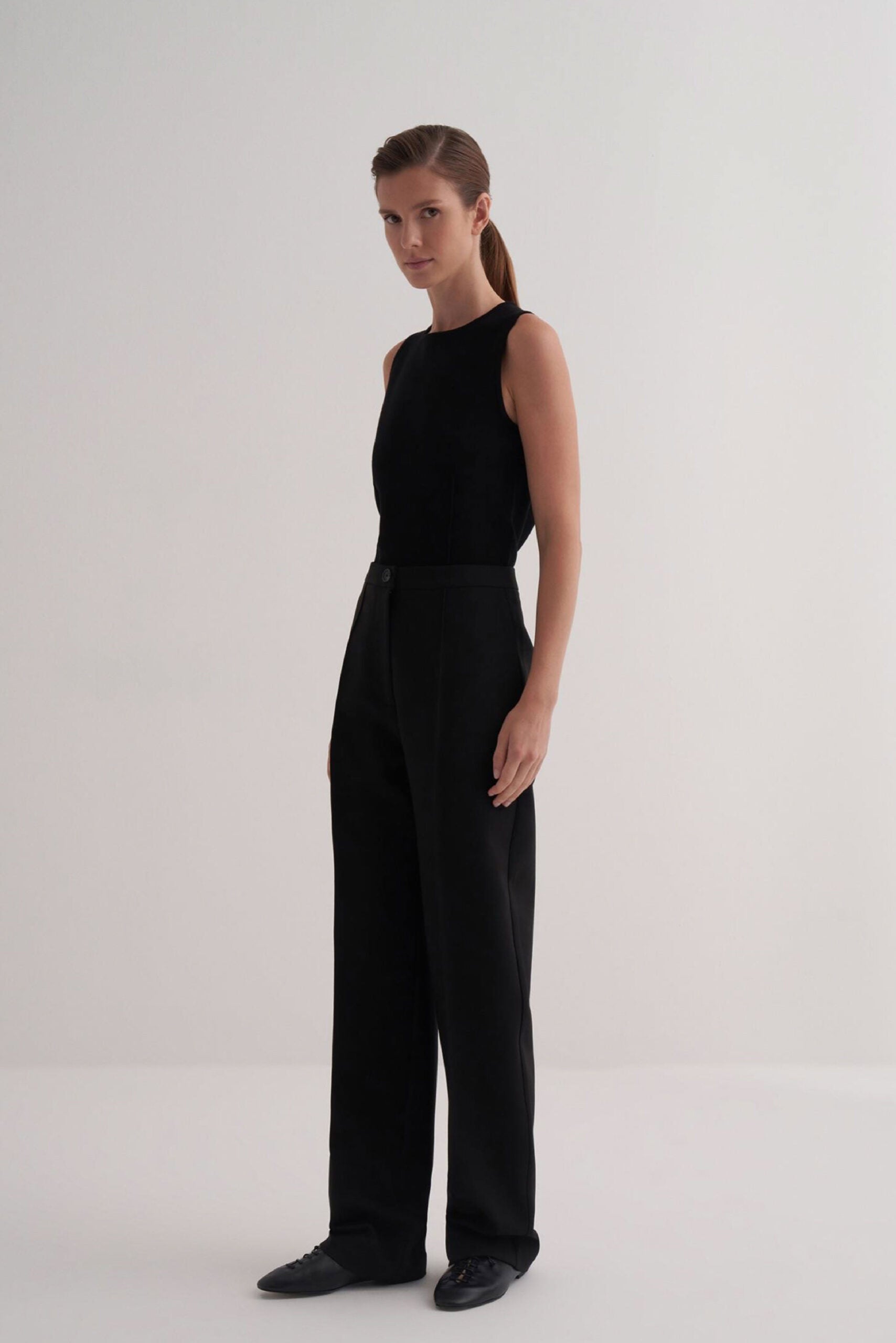 Black straight fit trousers
