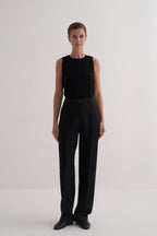 Black straight fit trousers