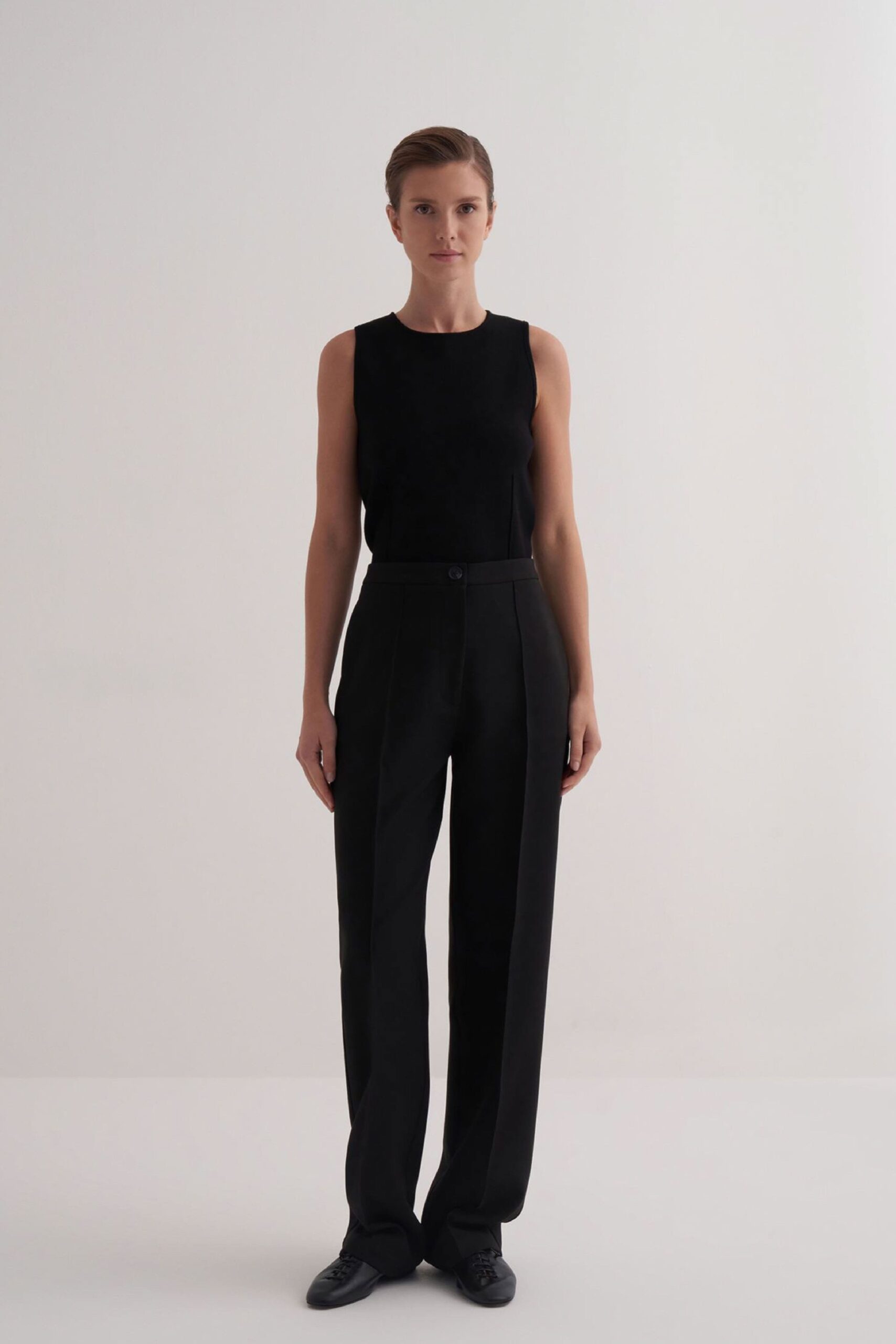 Black straight fit trousers