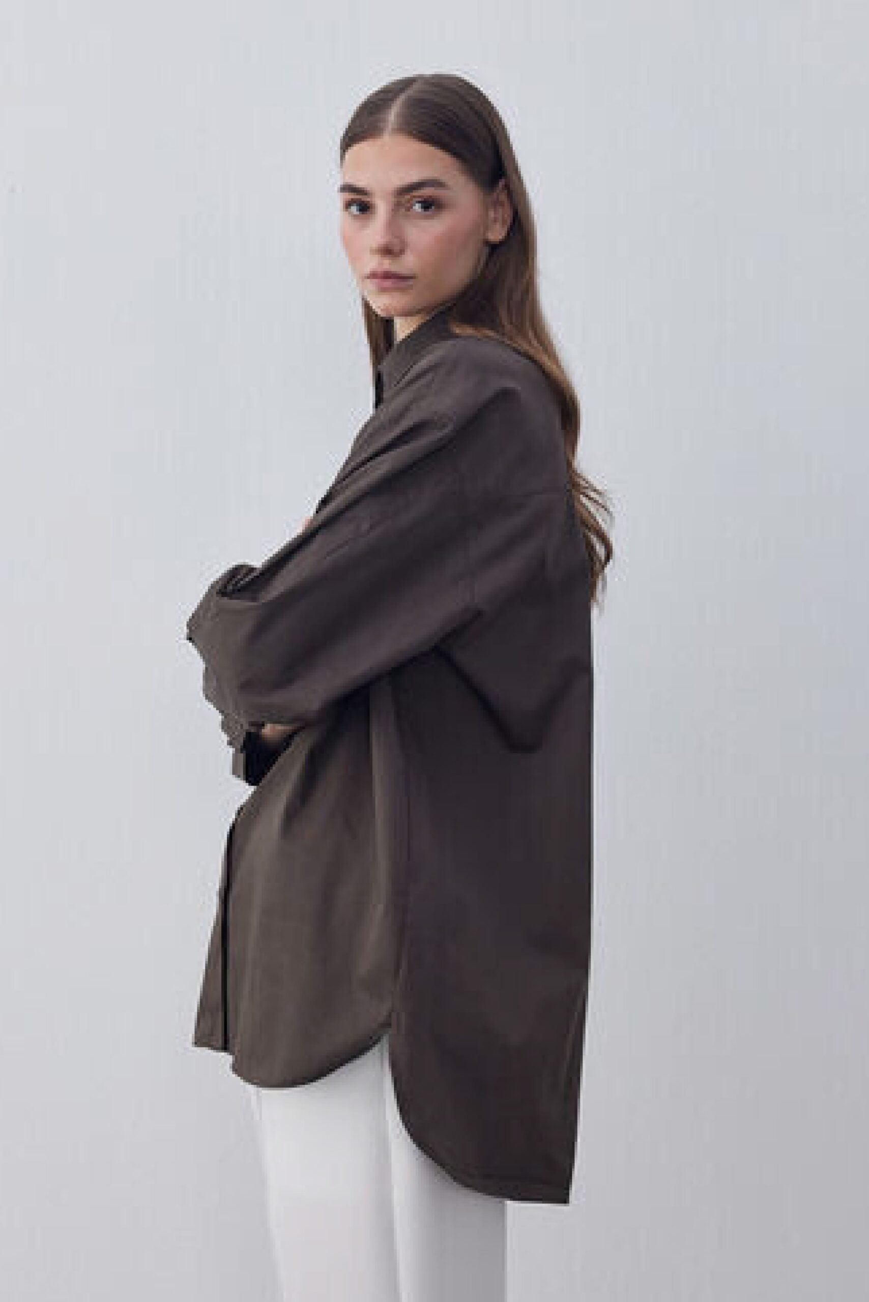 Gabardine Basic Shirt Brown