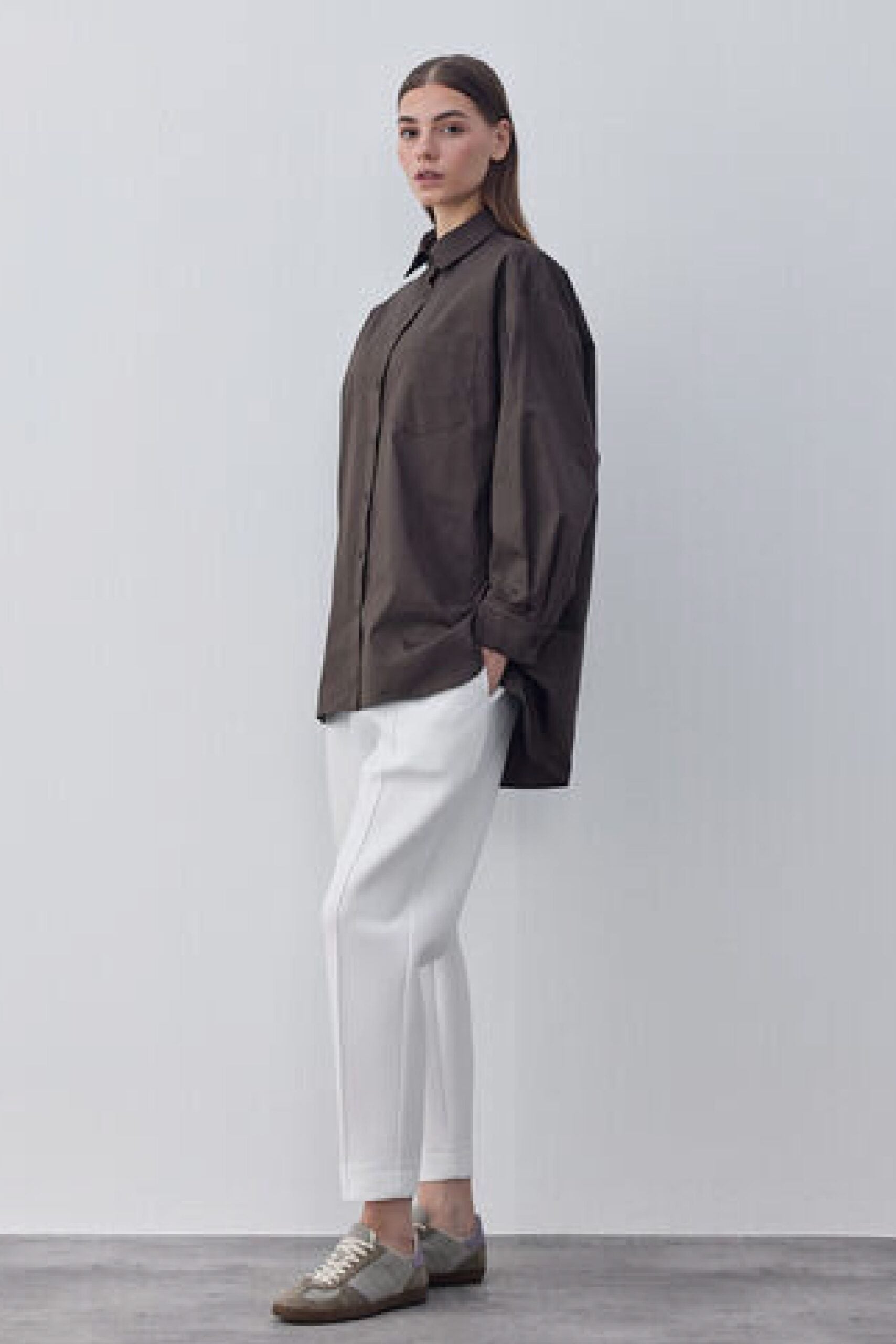 Gabardine Basic Shirt Brown