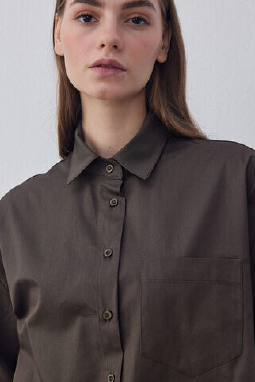 Gabardine Basic Shirt Brown