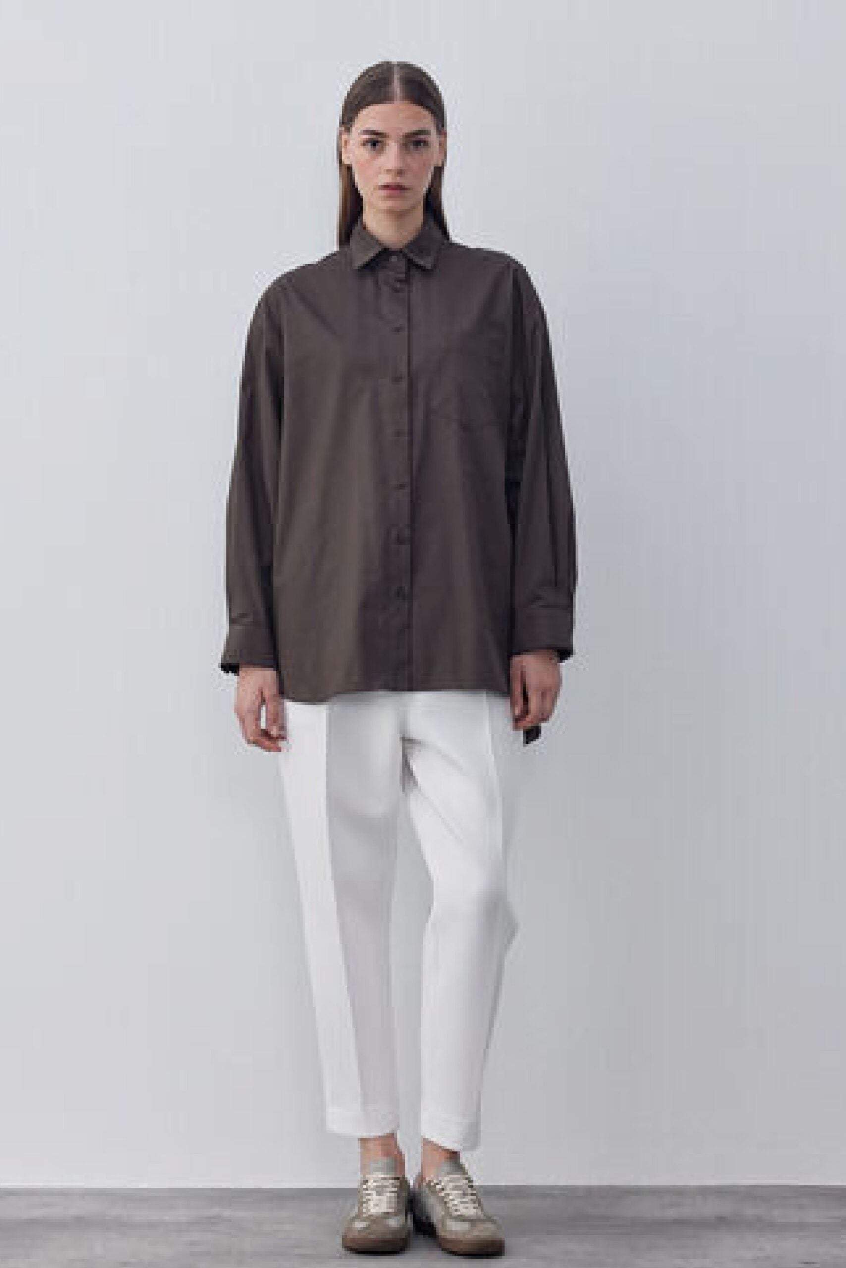 Gabardine Basic Shirt Brown
