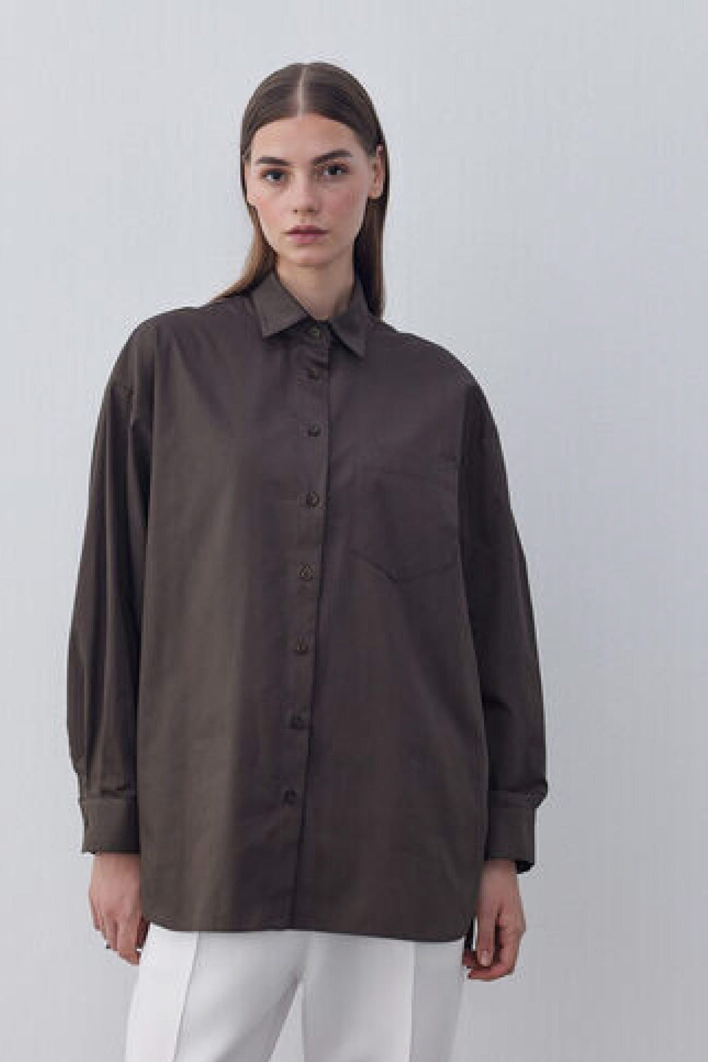 Gabardine Basic Shirt Brown