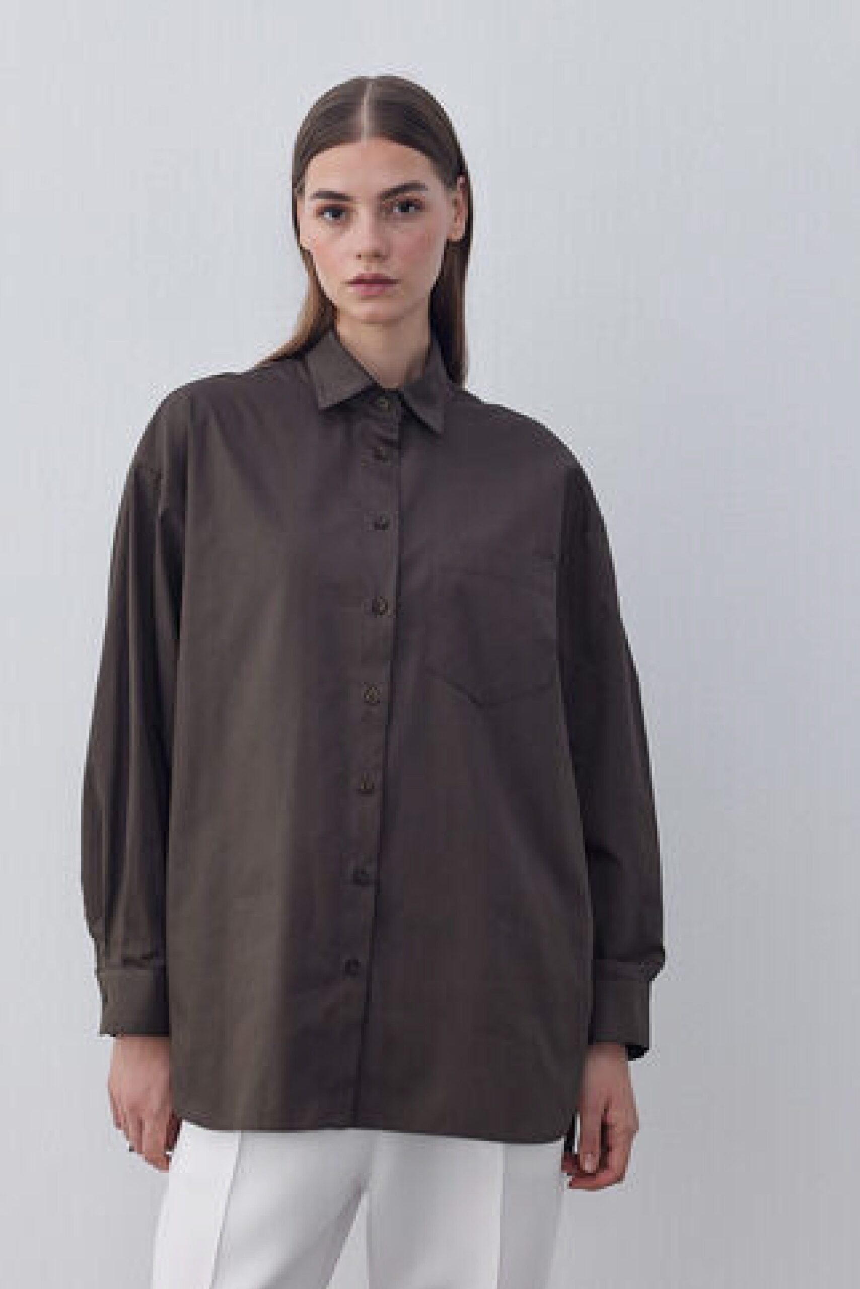 Gabardine Basic Shirt Brown