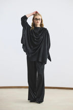 Black shawl collar detailed suit