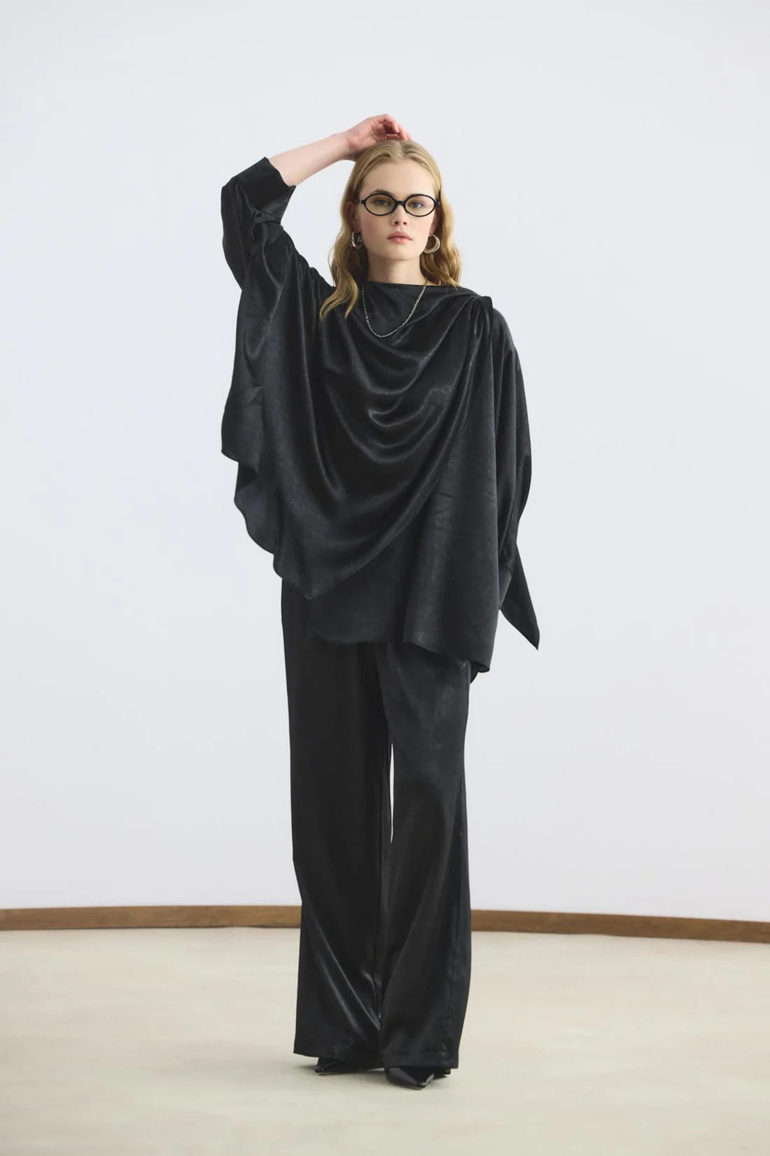 Black shawl collar detailed suit