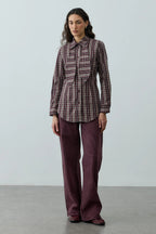 Burgundy Plaid Scarf Shirt