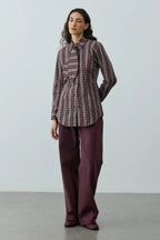 Burgundy Plaid Scarf Shirt