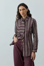Burgundy Plaid Scarf Shirt