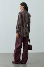 Burgundy Plaid Scarf Shirt