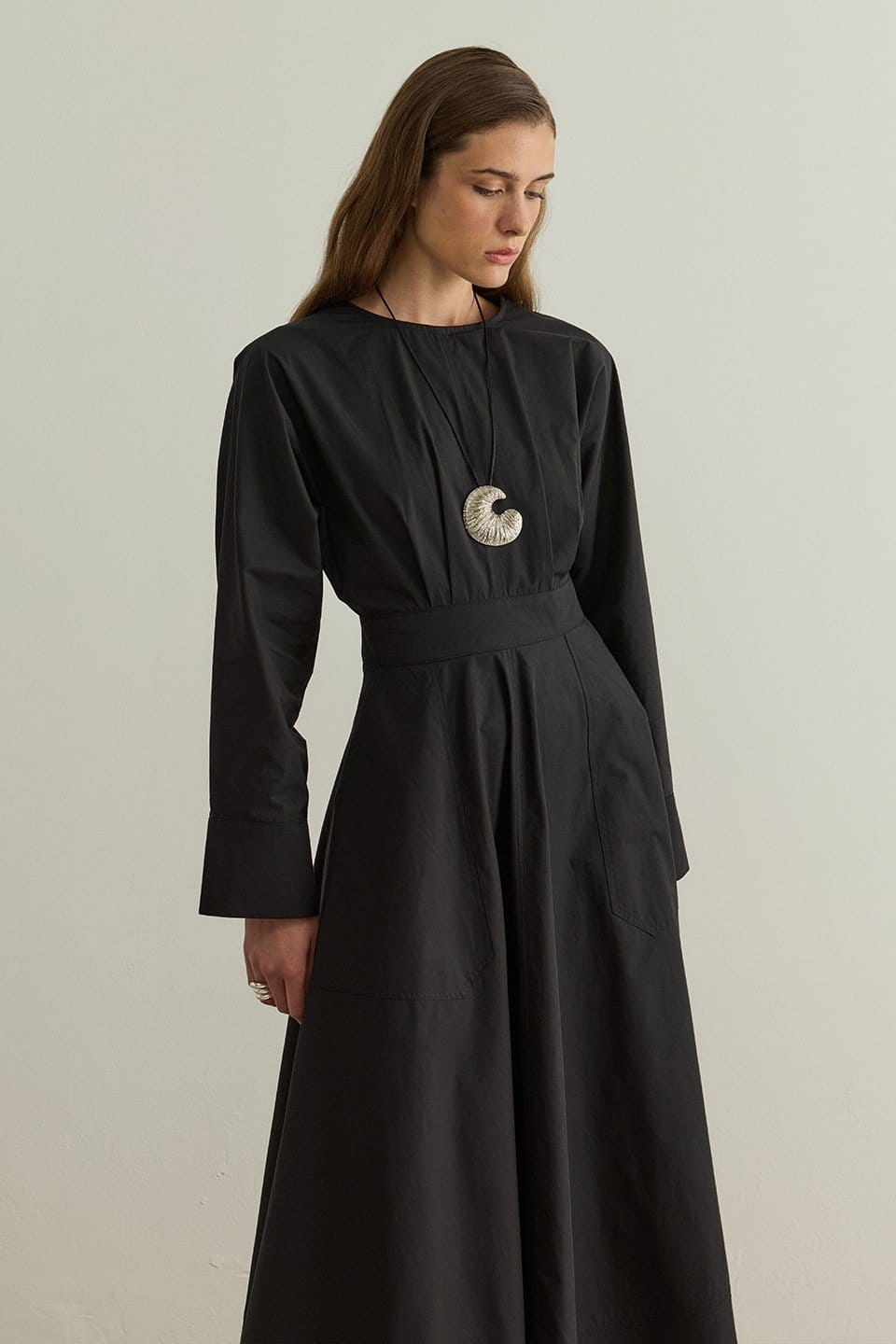 Black Lina Stitch Detail Dress