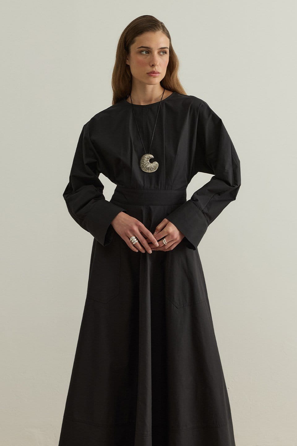 Black Lina Stitch Detail Dress