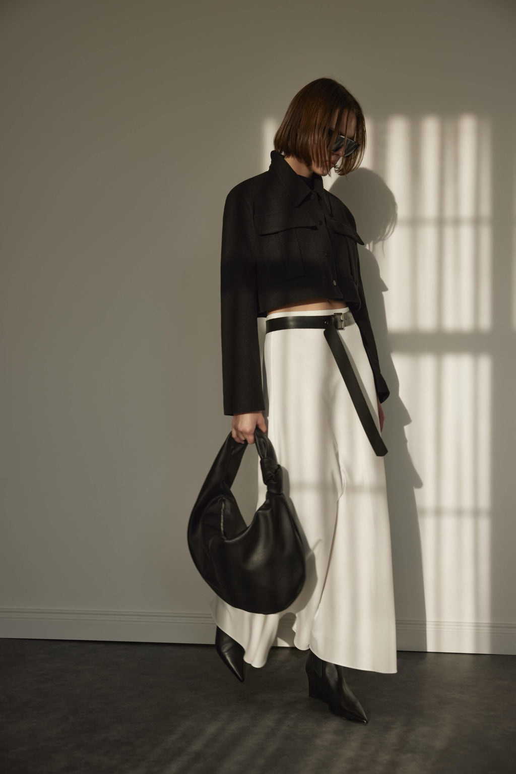 Black rozie crop wool jacket