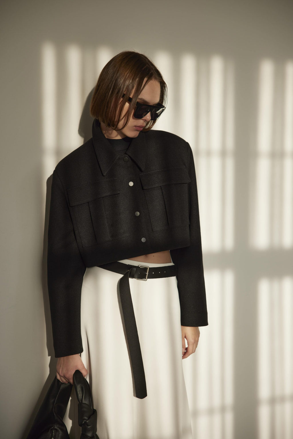 Black rozie crop wool jacket