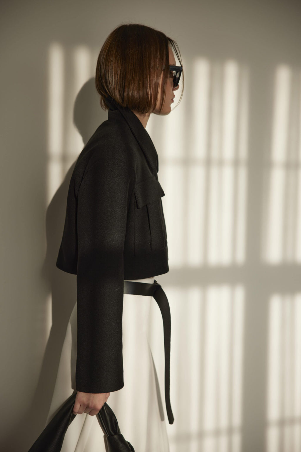 Black rozie crop wool jacket